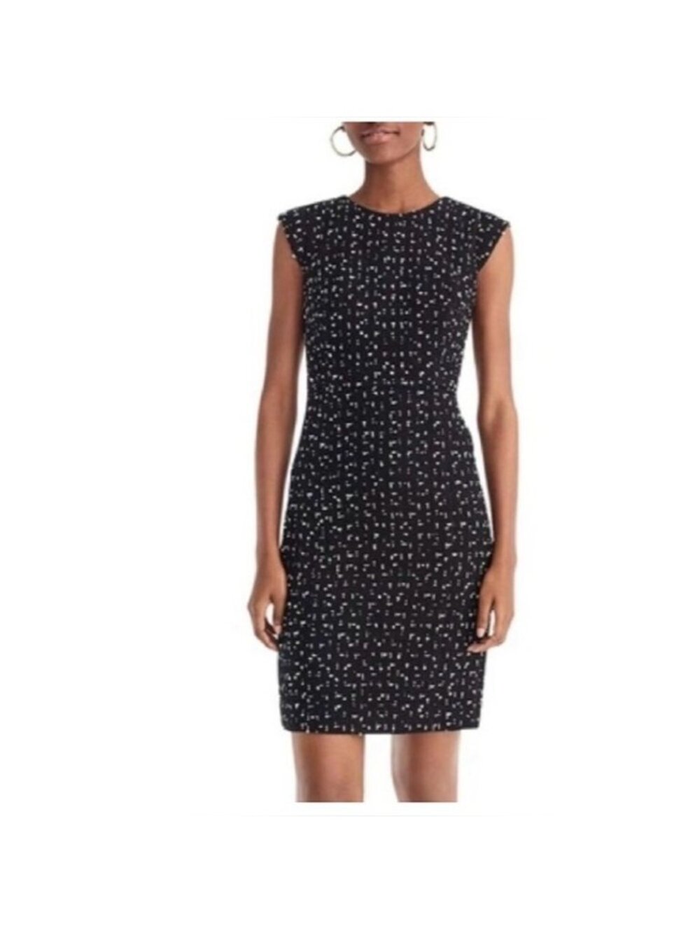 J. Crew Tweed Cap Sleeve Sheath dress in deep navy ivory  size 14T
